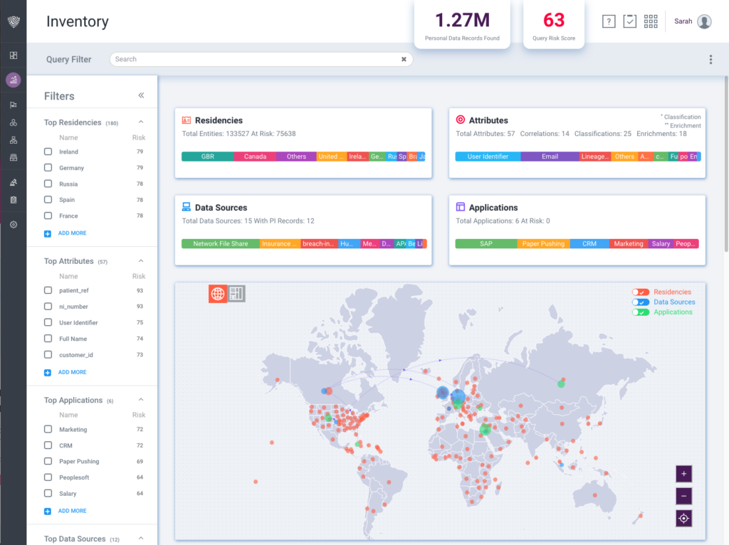 User interface: Information Discovery Inventory